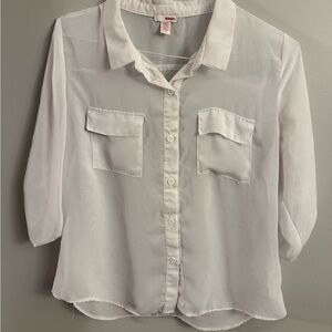 BONGO Women's White Sheer Button Down Shirt